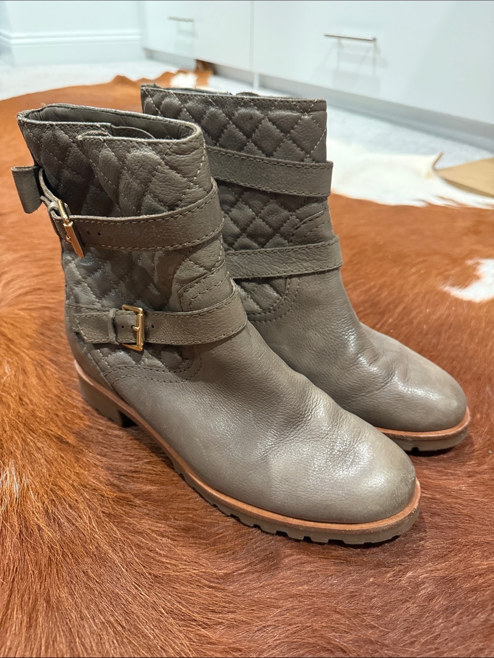 Kate Spade Women's Quilted Leather Ankle Boots - Taupe